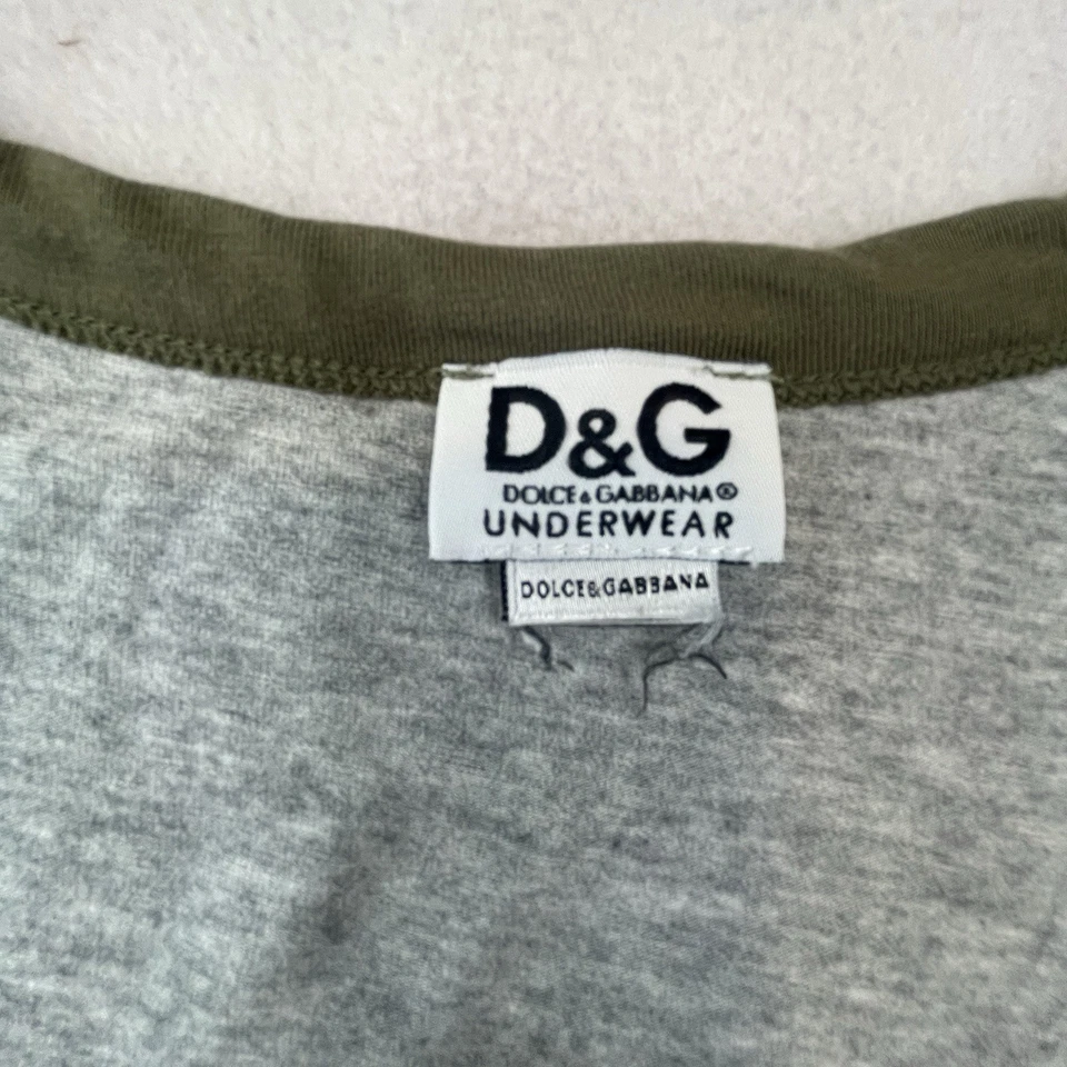 D&G Dolce&Gabbana Ropa Interior Hombres Camisa XL Gris Algodón Spandex Elástico Pijama Foto 3 de 4