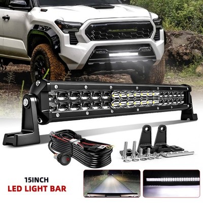 Dual Row 15'' Inch Spot Flood Combo Led Light Bar Work UTE Truck SUV ATV UTV