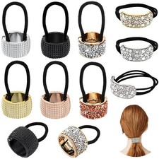 8 Pcs Rhinestone Ponytail Holder Ponytail Cuff Elastic Hair Ties Crystal Pony...