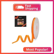 LIUYAXI 3/8" X 50 Yards Solid Orange Grosgrain Ribbon, Perfect for Crafts, Weddi
