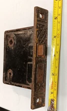 Vintage Mortise lock Ornate cast iron Faceplate Salvage