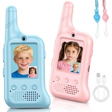 Video Walkie Talkies for   Rechargeable Walkie Talkies 2 Pack with Voice Chan...