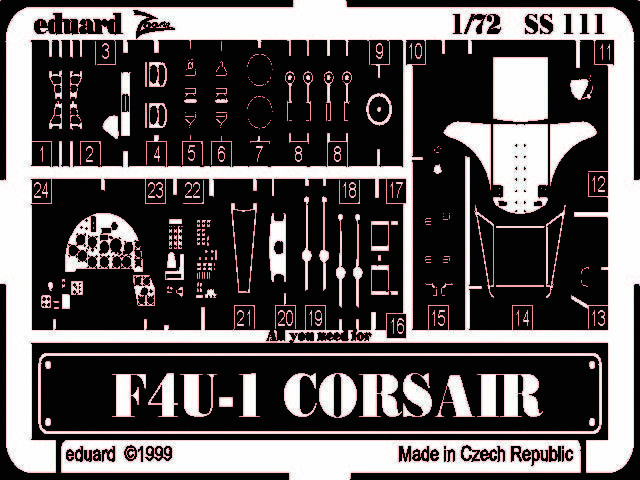 Eduard Accessories SS111 - 1:72 F4U-1 Corsair - Etched Set - New