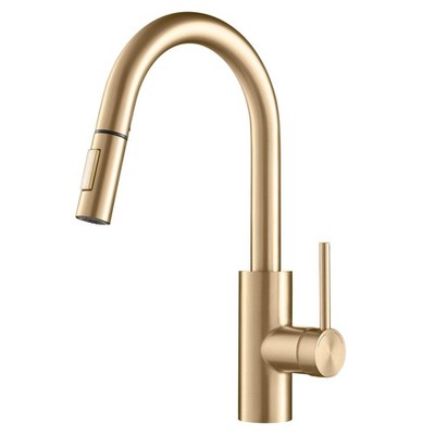 Single Handle Pull Down Kitchen Faucet 15 1/8 inch Brushed Brass KPF-2620BB