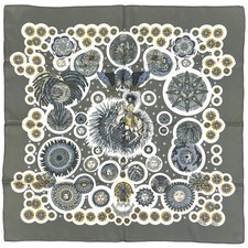 HERMES Carre90 LE ROY SOLEIL sun king Scarf silk Gray Multicolor Women