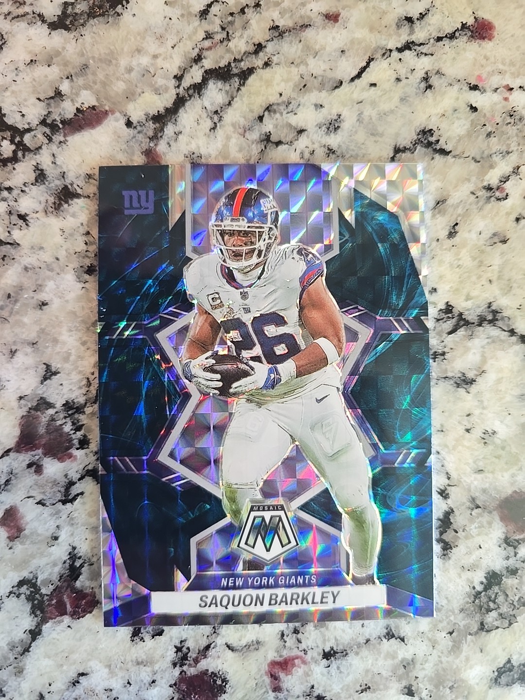 2022 Panini Mosaic Football Saquon Barkley Genesis Prizm Case Hit SSP #146