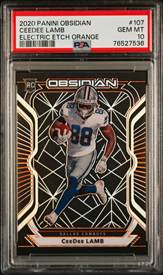 2020 Panini Obsidian CeeDee Lamb Rookie #107 Electric Etch Orange /75 PSA 10