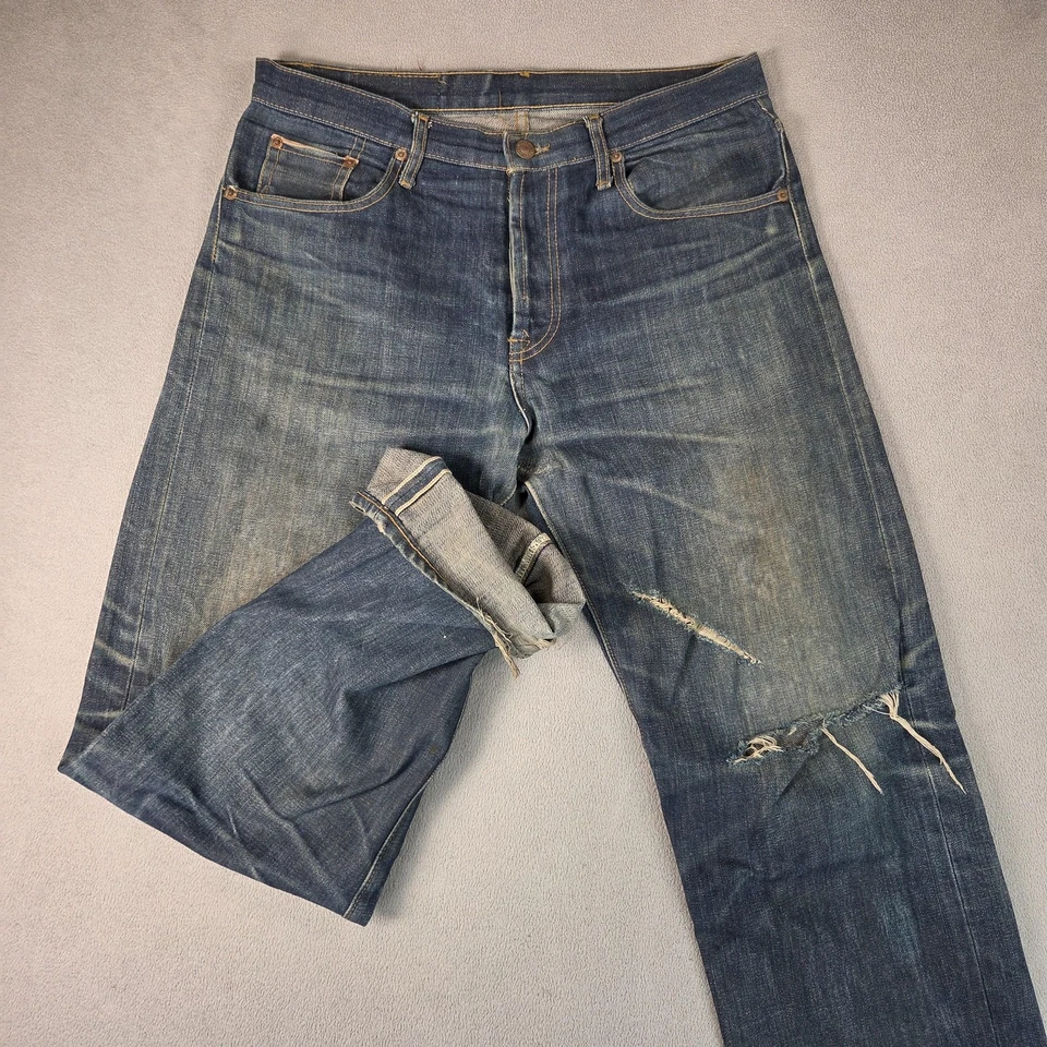 VTG Levis 501 Jeans Mens 34x32 Selvedge LVC 80s Whiskers Honeycomb Wallet - Image 2 of 4