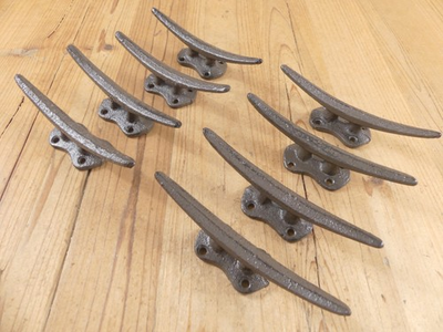 #ad #ad 8 Cleat Boat Hooks Handles Pulls Cast Iron Dock Nautical Decor Rustic Finish $27.99