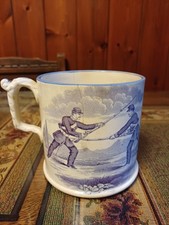 Antique Pearlware Surrey Riflemen Puce Transfer Printed Large Pottery Mug.