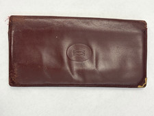 VINTAGE CARTIER MUST DE CARTIER BURGUNDY LEATHER LONG WALLET COIN POCKET