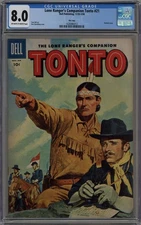 LONE RANGER'S COMPANION TONTO #21 CGC 8.0 OFF-WHITE TO WHT PGS DELL 1956