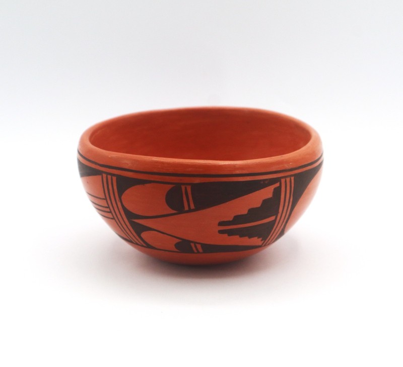 Hopi Bowl Redware Susie Youvella Polychrome Black Designs 5" W Artisan EDNA7