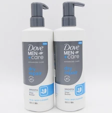Dove Men + Care Dry Repair Smooth Shea Butter Face + Body Cleanser 2 Pack 16.9oz