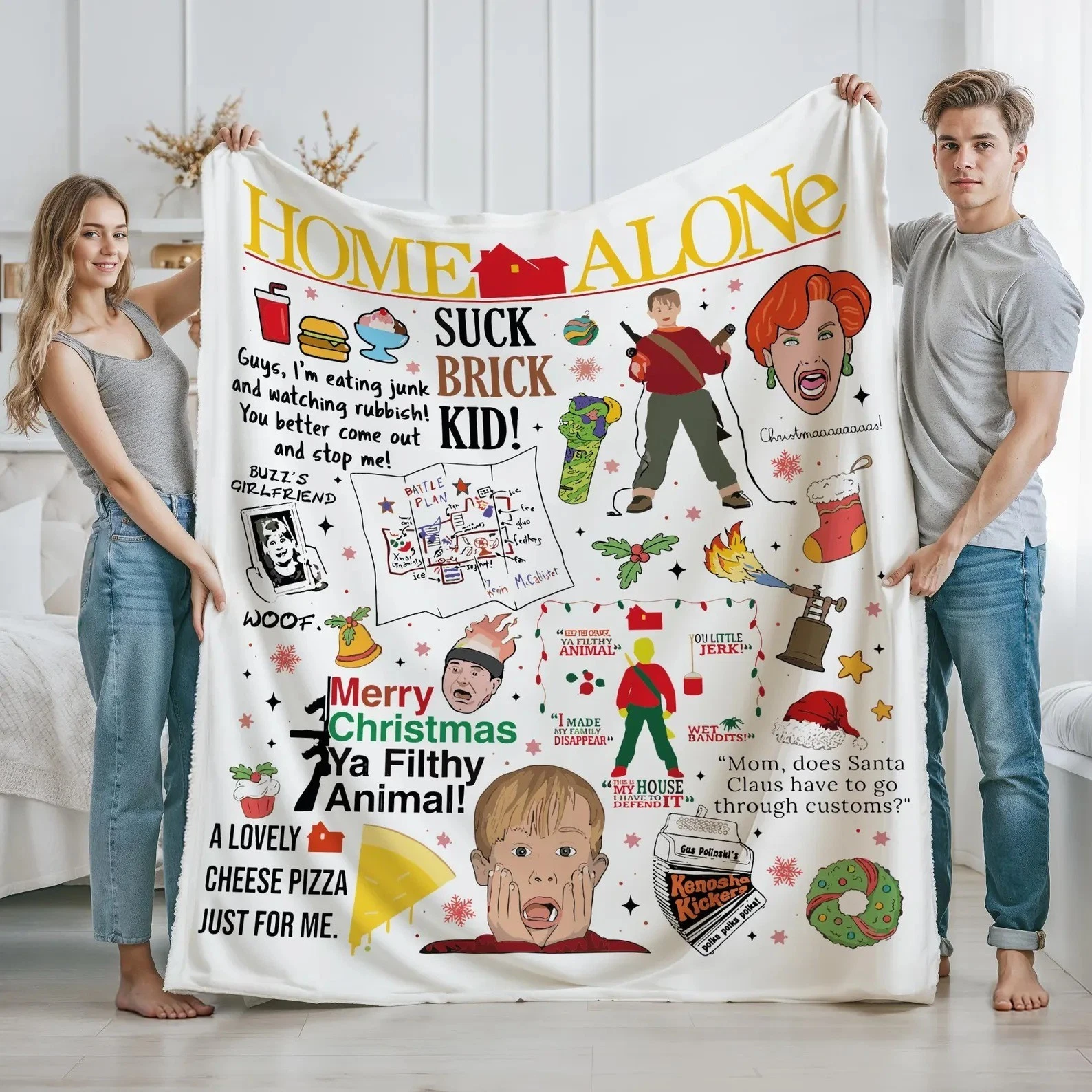 Home Alone Custom Blanket for Christmas _ Funny Holiday Blanket