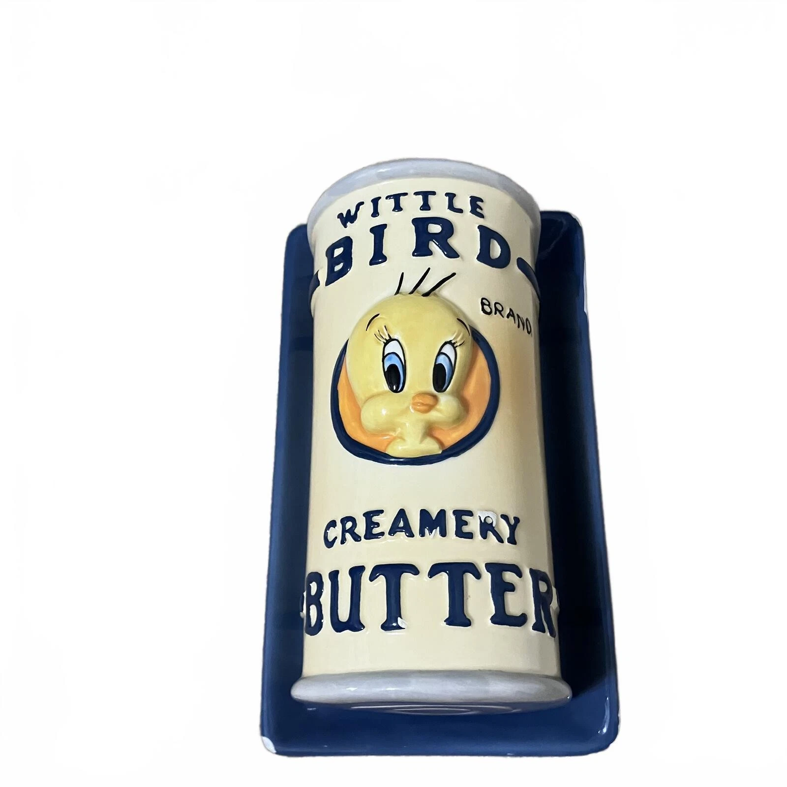 Vintage 1996 Looney Tunes Wittle Tweety Bird Creamery Butter Ceramic Butter Dish
