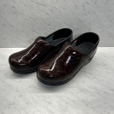 Sanita Original Danish Clog Women Brown Cobblestone Print Leather Shoes 38/7.5
