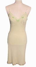 Vintage Slip Lime Green Embroidered Floral Fairy Slip Dress Size Small Lace
