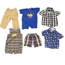 Baby Boys Clothes Lot 5pc Outfit Pants Romper Shirts Shorts Mickey Fish Dino 18m