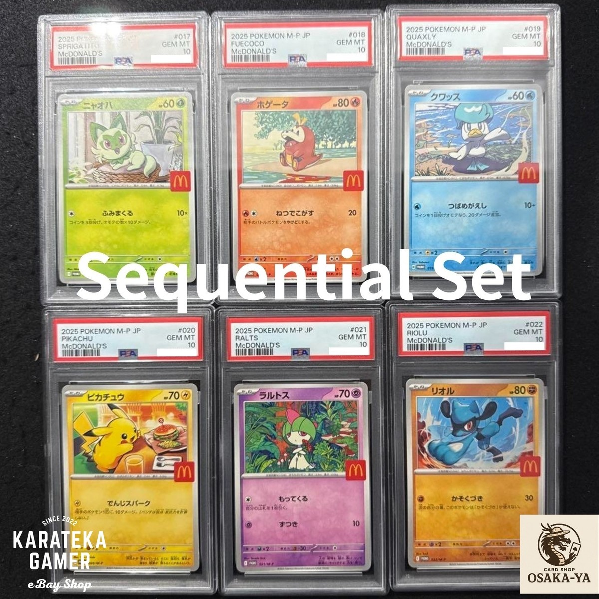 PSA 10 Complete Set Of 6 SEQ Pikachu 020/M-P McDonald's Promo
