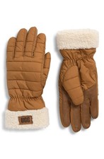 UGG AW UGGfluff Cuff Gloves Chestnut L/XL Water Resistant NWT