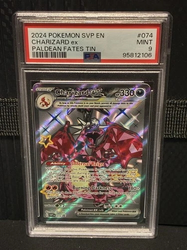 2024 POKEMON SVP EN-SV BLACK STAR PROMO PALDEAN FATES TIN CHARIZARD EX PSA 9