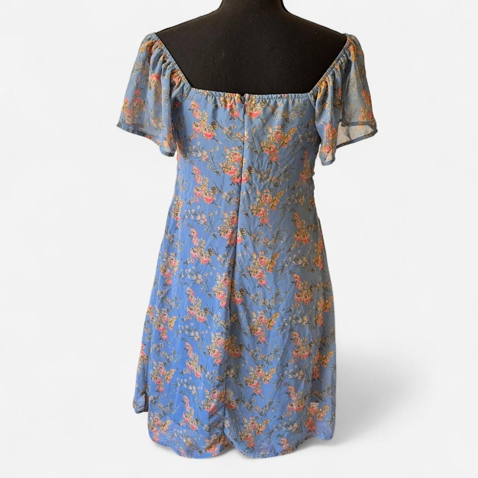 Vestido babydoll floral azul exuberante ditsy talla M lechera gasa cottagecore romántico Foto 4 de 4