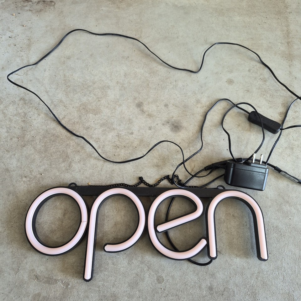 16" Pink OPEN Neon Style LED Sign Retail Store Boutique Salon Bar Wall ...