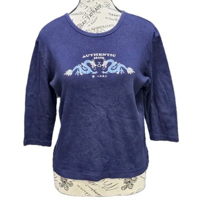 Vintage Y2K Dragon Top Womens M Graphic Baby Tee Mall Goth Cyber Core Tattoo