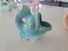 Shawnee Pottery - TURQUOISE Open Mouth Coy Fish - Vintage Mini-Planter 4.5×3.5"