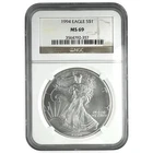 1994 American Silver Eagle NGC MS69 NA95
