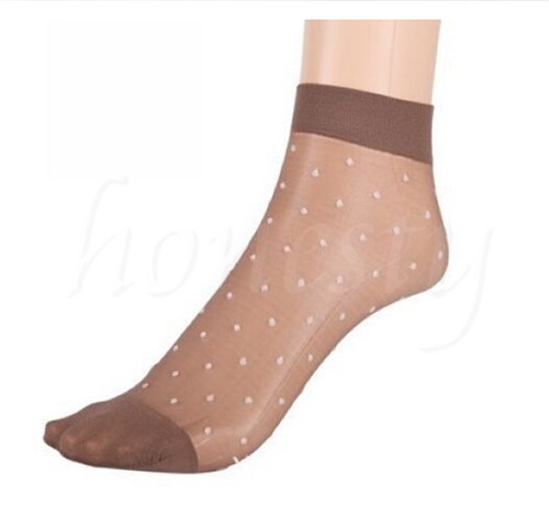 5/10/20 Pairs Lady Lace Ultra-thin Fiber Denier Sheer Ankle High Pop Dots Socks - Picture 8 of 12