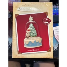 Hallmark Keepsake Snowman Skating A Cool Holiday Ornament Motion Sound Globe