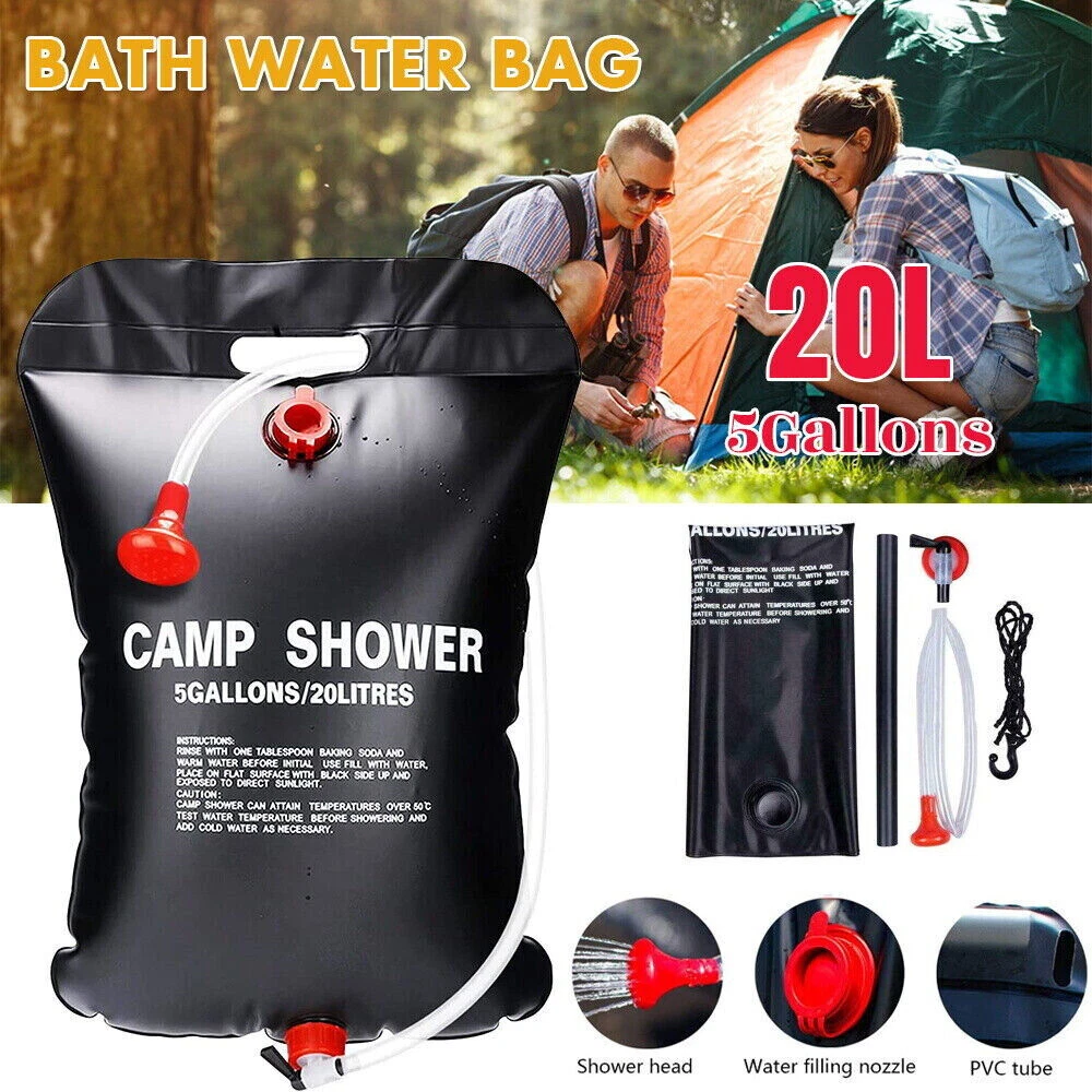 20L Water Bags Shower Outdoor Camping Solar Heating Portable Hiking Shower  Bag- | eBay