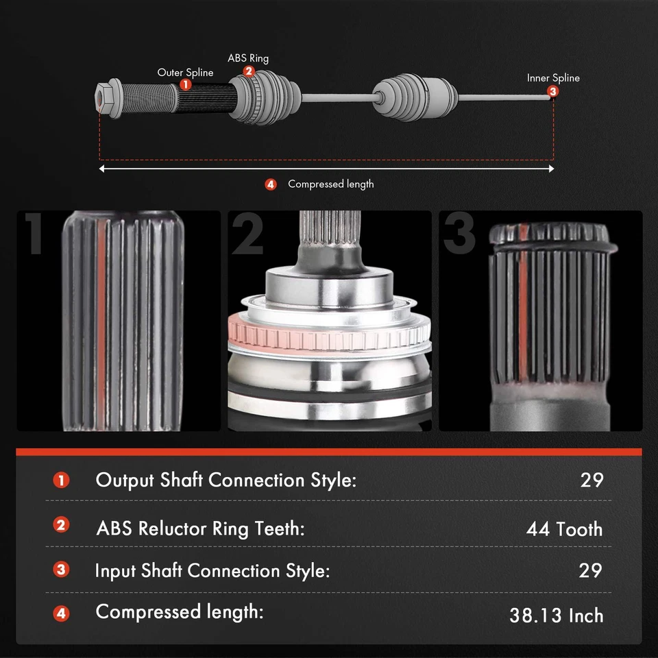 Conjunto eje CV delantero derecho Nissan Máxima 01-03 INFINITI I30 00-04 Foto 2 de 4