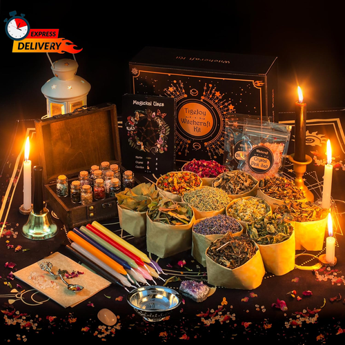 Witchcraft Supplies Witch Stuff Spell Kit 60PCS, Wiccan Supplies and Tools, Incl - Picture 2 of 12