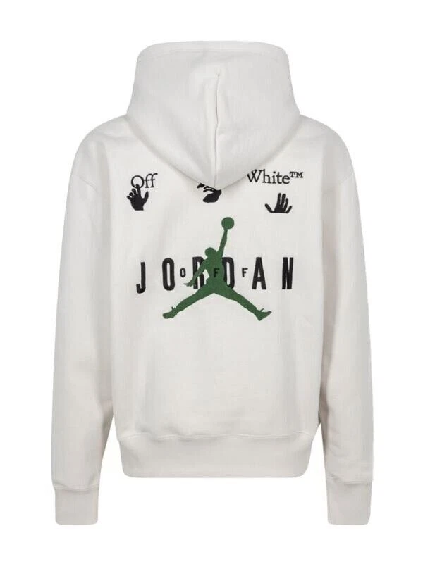OFF WHITE Felpa con cappuccio verde foresta nera Air Jordan x off bianca taglia M