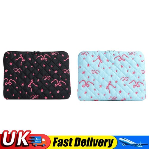 Cute Bow Laptop Bag Quilted Portable Laptop Case for MacBook 15 Inch (Black L) U