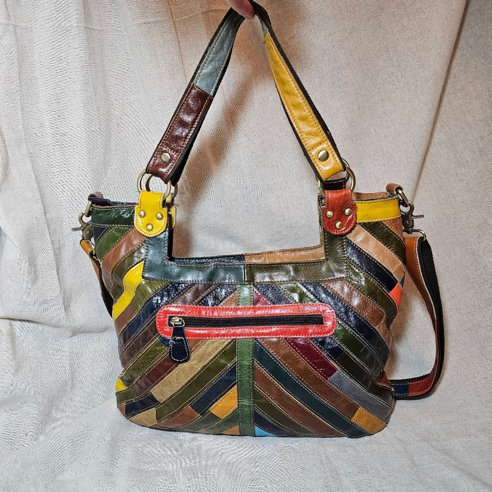 Amerileather Hazelle Genuine Leather Rainbow Shoulder Bag Purse eBay