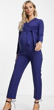 Closet London Maternity tie waist kimono jumpsuit in navy Size 12 RRP£80 (B)