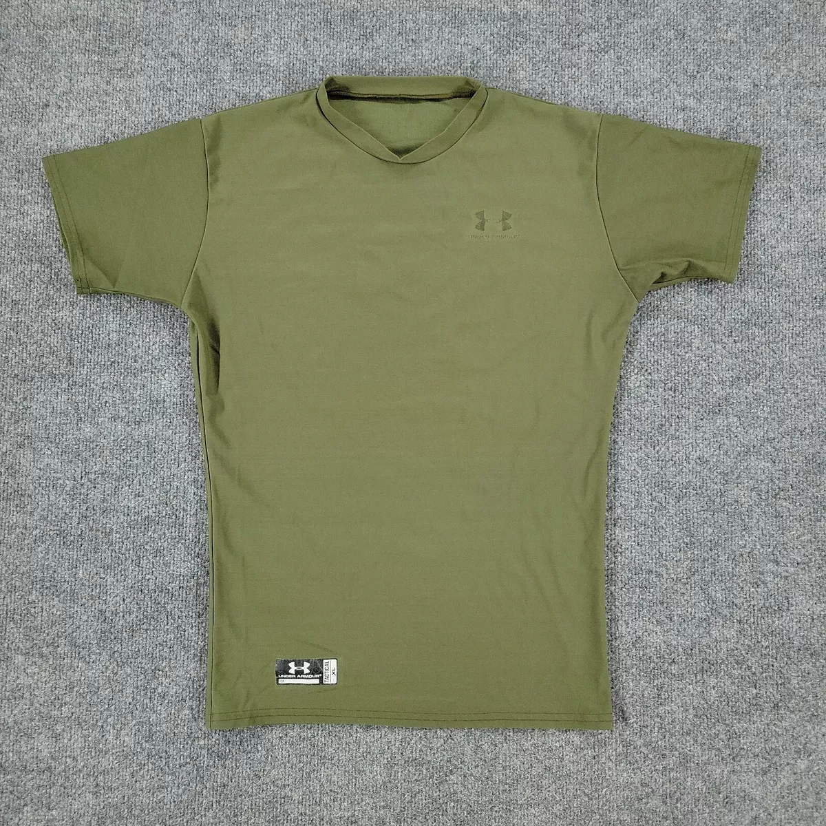 Under Armour Shirt Women's XL Olive Green Activewear Tactical Short Sleeve  Logo