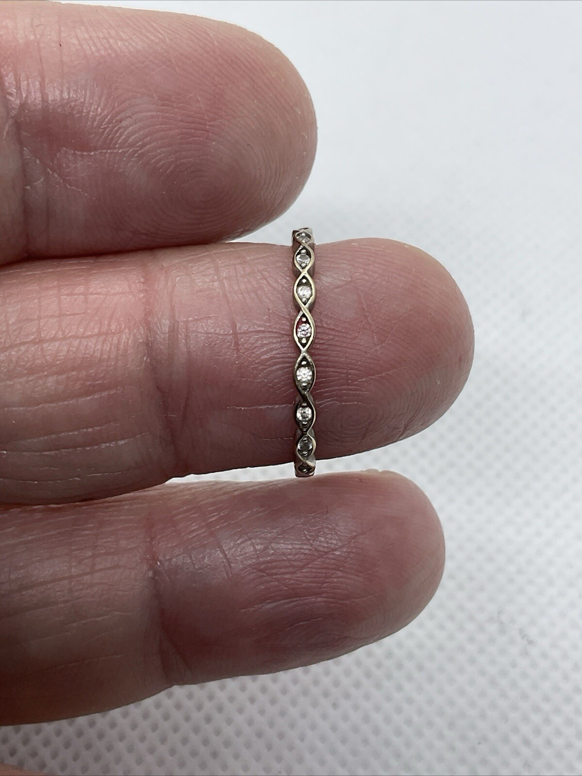 Solid 18K (750) Two Tone Gold CZ STACKABLE Ladies… - image 9