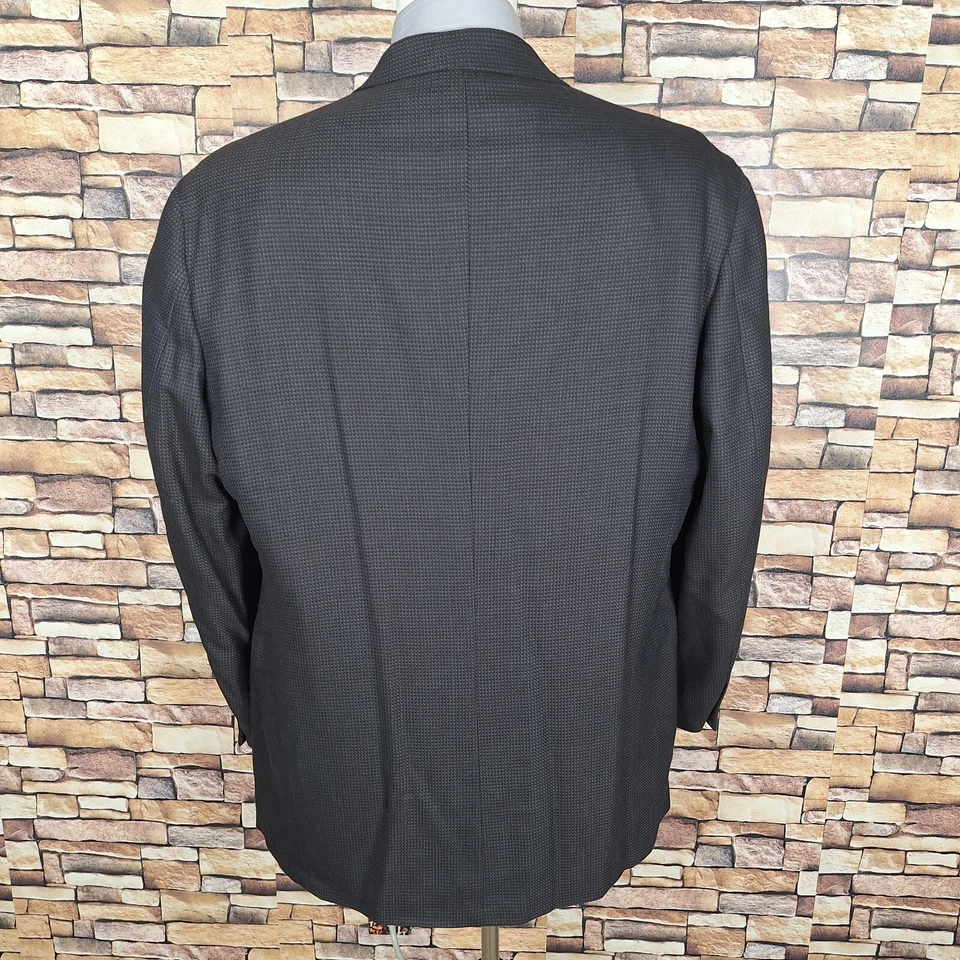 Pierre Cardin Sport Coat Jacket Mens 46L Dark Gray Brown Check 3 Button Wool - Image 4 of 4