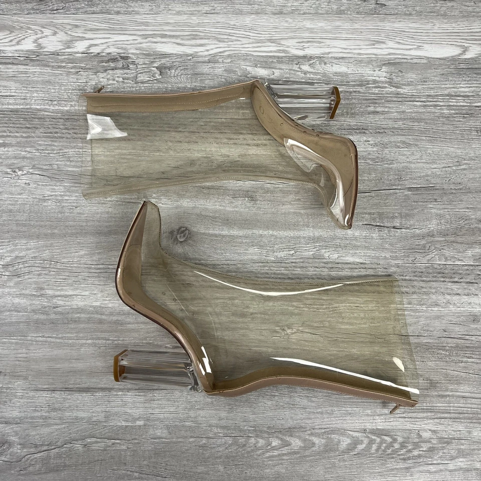 Модный новый женщин вкратце пальцы на высоких каблуках прозрачный молнии ботильоны Clubwear - Изображение 4 из 4