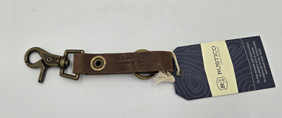 Rustico Super Loop Brown Leather Key Ring, NWT, Brass Clip Snap Keychain