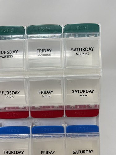 Pill Organizer Push Button Color 28 Compartment 3XL Apothecary Products Box S - Picture 3 of 9