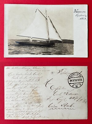 Foto AK BERLIN 1918 private Segelyacht auf dem Wannsee  ( 151904