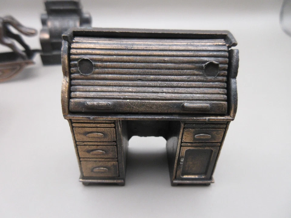 Lot of 4 Durham Industries Metal Miniatures Rocking Horse Cashier Telephone 1976 - Image 2 of 4