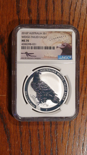 2016 P NGC MS70 AUSTRALIA WEDGE TAILEDEAGLE JOHN MERCANTI SIGNED $1.00 COIN! - Picture 5 of 5