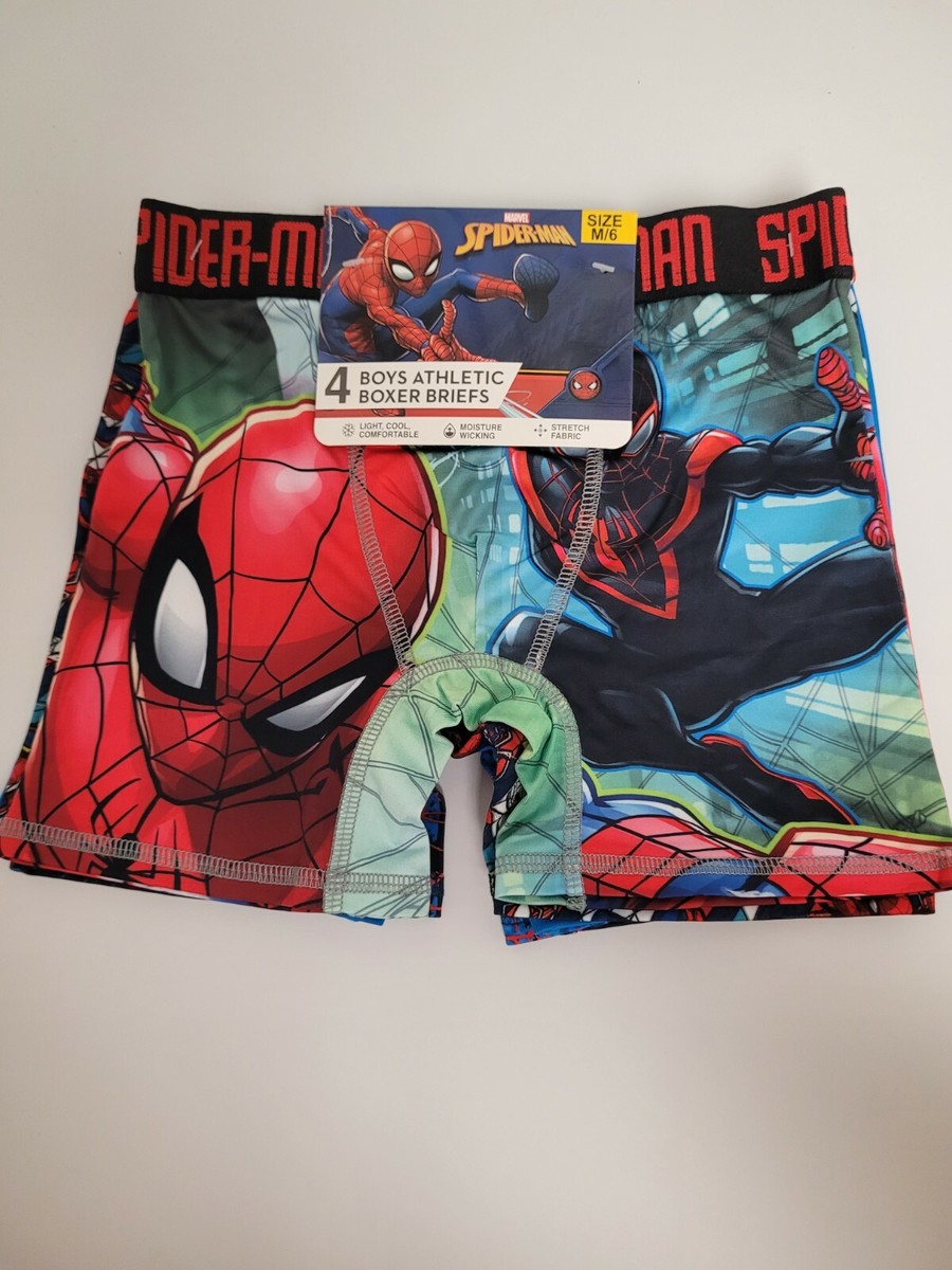 Lot De 4 Boxers Spiderman - Collection Officielle - Motifs Différents - Élasthanne Confortable - Cadeau Pour Garçons